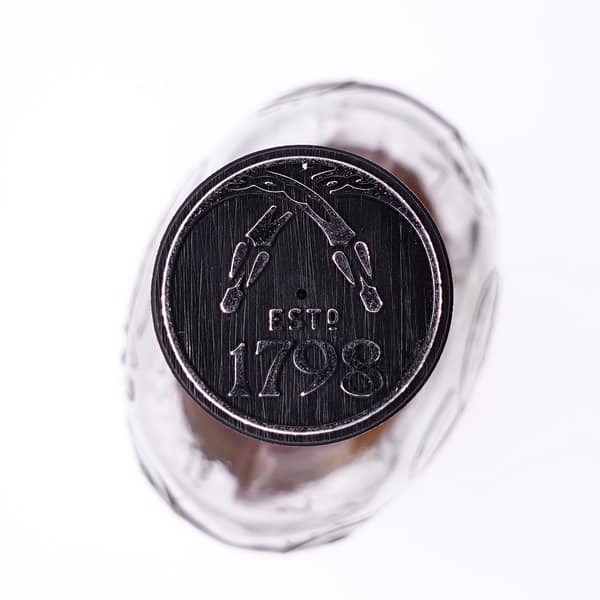 Detail of the Highland Park 12 Viking Honour Cap showing the Established date of 1798