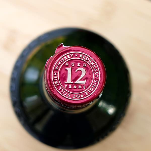 Redbreast 12 year old cap foil highlighting the 12 year old age