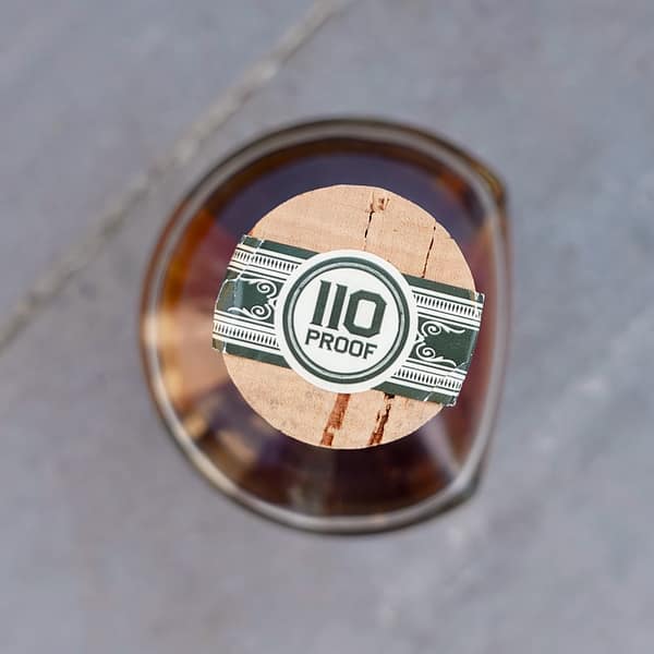 Pikesville Straight Rye Whiskey Cap showing the 110 Proof sticker