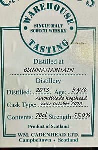 Cadenhead's Warehouse Tasting Bunnahabhain, 9 years old, Finished in Amontillado hogshead