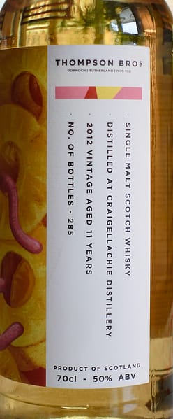Thompson Bros Craigellachie 2012 11 year old label detail
