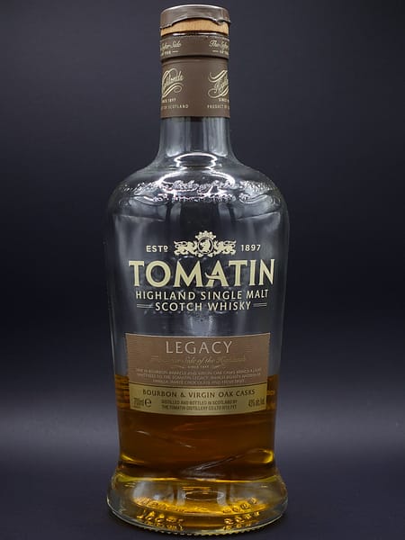 Tomatin Legacy Bottle on black background