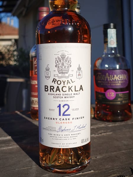 Royal Brackla 12 year old Sherry cask finish (2023) bottle. label detail