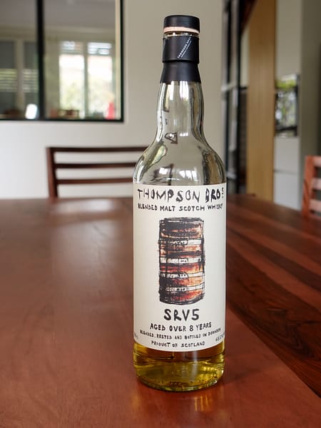 Bottle of Thompson Bro.s SRV5 Blended Malt Scotch aged over 8 years