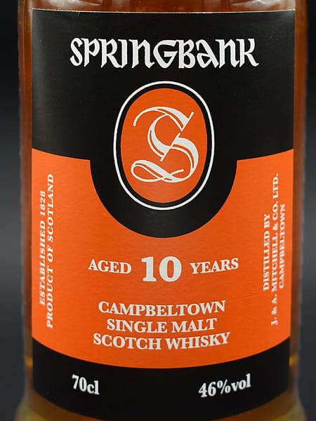 Springbank 10 year old front label
