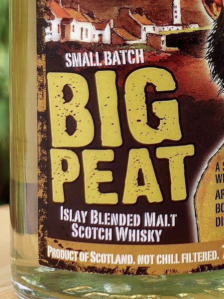 Douglas Laing's Big Peat Label detail highlighting the Islay origin