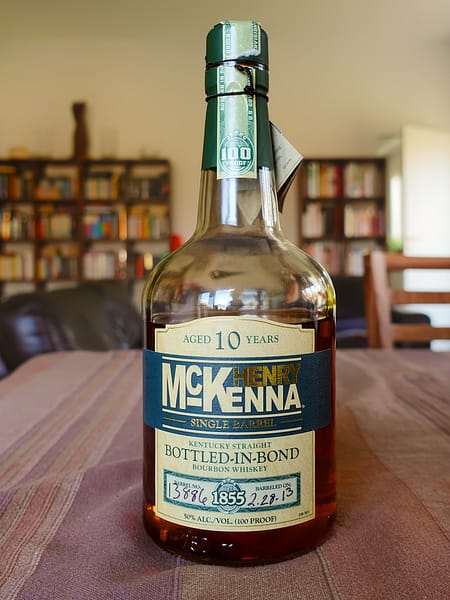 Henry McKenna Single Barrel Bottled-in-Bond 10 year old bottle, barrel 13886