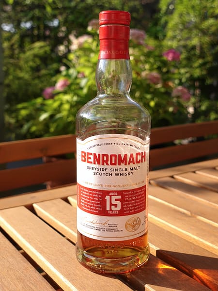 Benromach 15 year old single malt bottle