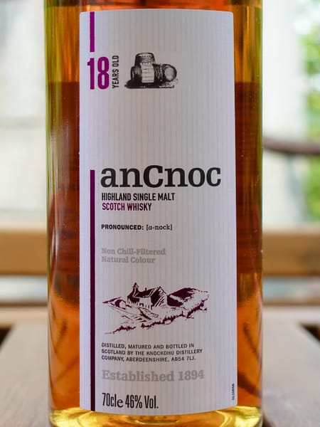 anCnoc 18 year old bottle label