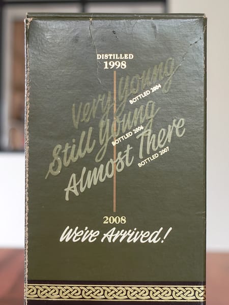 Ardbeg Renaissance box detail showing the release dates of the bottling series