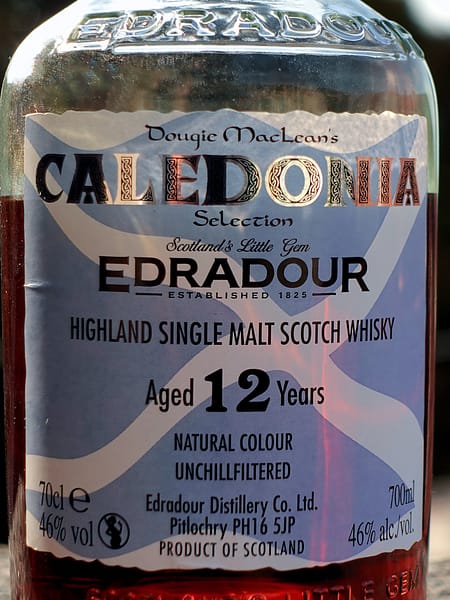 Edradour Caledonia 12-year-old front label