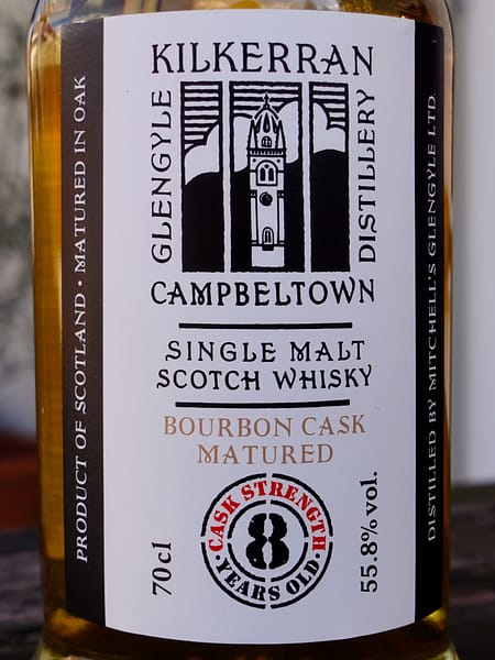 Kilkerran 8-year-old Cask Strength 2022 ex-Bourbon cask label