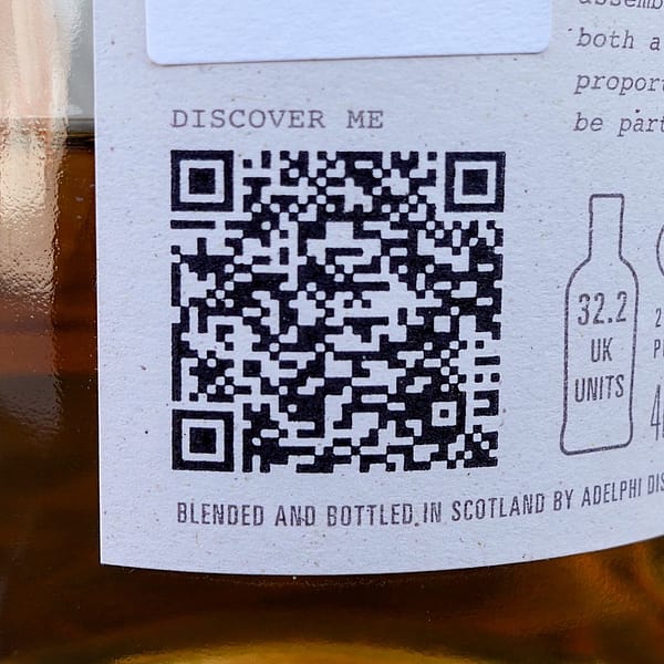 Adelphi's Maclean's Nose QR code, leading to specific info on the blend