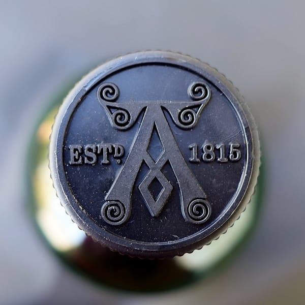 Ardbeg 10 year old bottle label detail cap, showing the 1815 est.d date