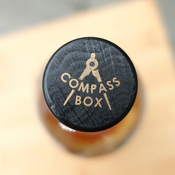 Stopper from the Peat Monster showing the Compass Box logo