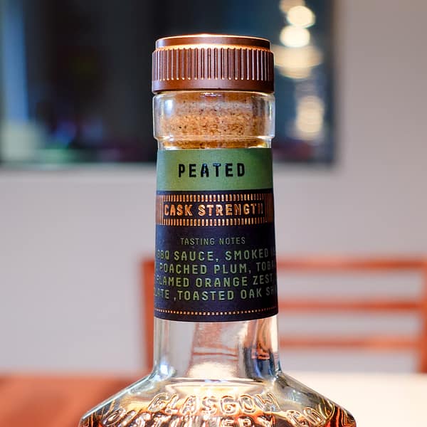 Glasgow 1770 Peated Cask Strength bottle neck label detail