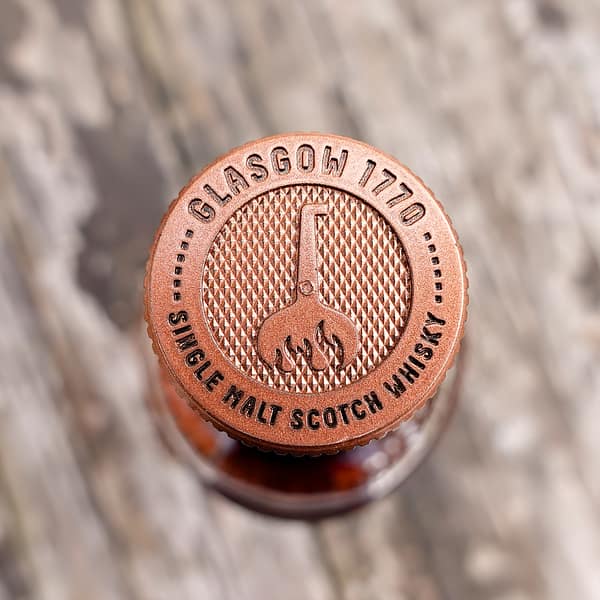 Glasgow 1770 Small Batch Peated Marsala Cask cap showing the distillery logo