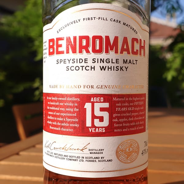 Benromach 15 year old label