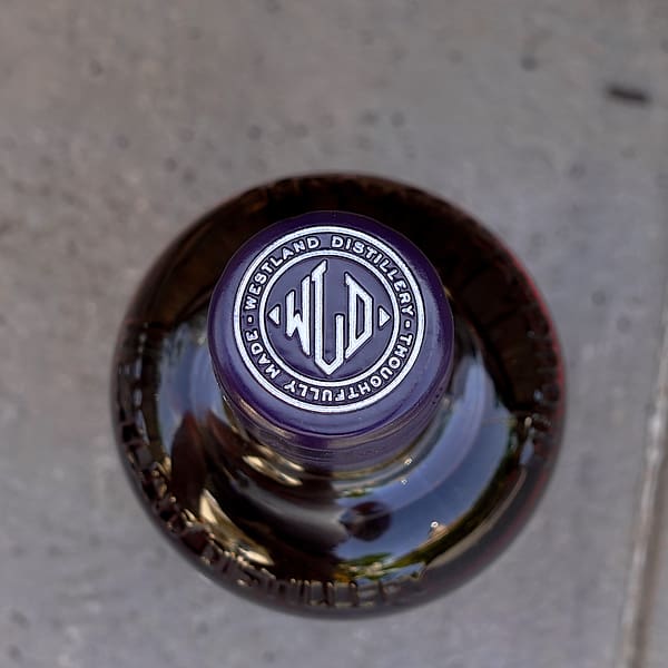 Westland Sherry Cask Bottle cap seal carrying the distillery monogram