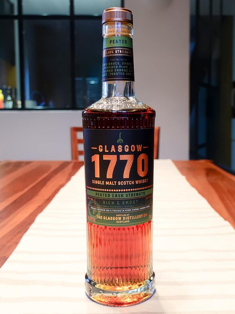 Glasgow 1770 Peated Cask Strength Single Malt bottle