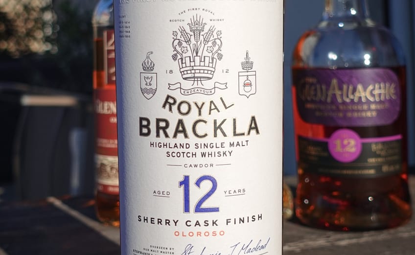 Royal Brackla 12 year old Sherry cask finish (2023) bottle. label detail