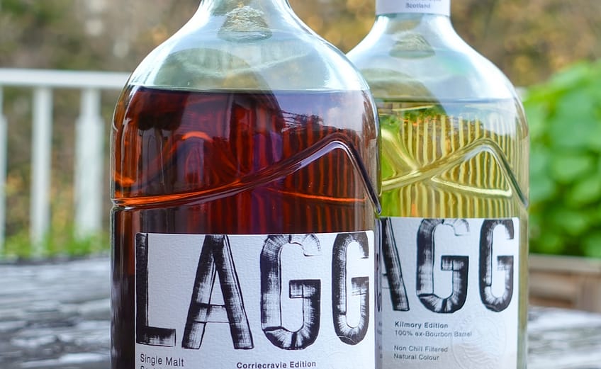 Lagg Corriecravie edition and Kilmory edition bottles side by side