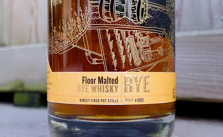 Stauning Floor Malted Rye Bottle, showing the 4-2022 batch number