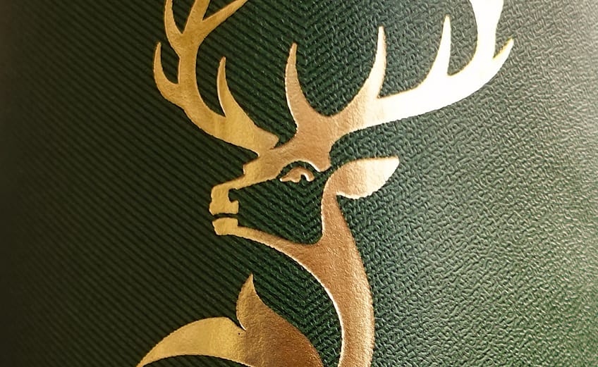 Glenfiddich Stag Head Logo imprinted on the carton box of the Glenfiddich 12