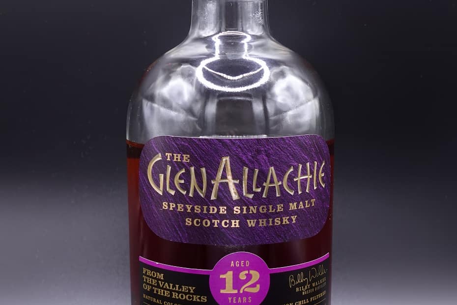 picture of a GlenAllachie 12 year old bottle - pre 2024 branding