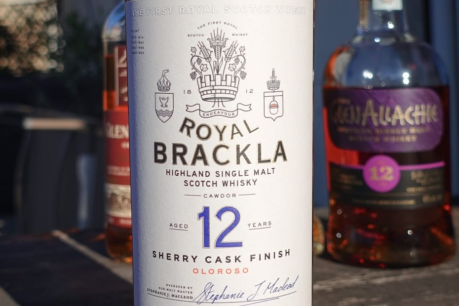 Royal Brackla 12 year old Sherry cask finish (2023) bottle. label detail