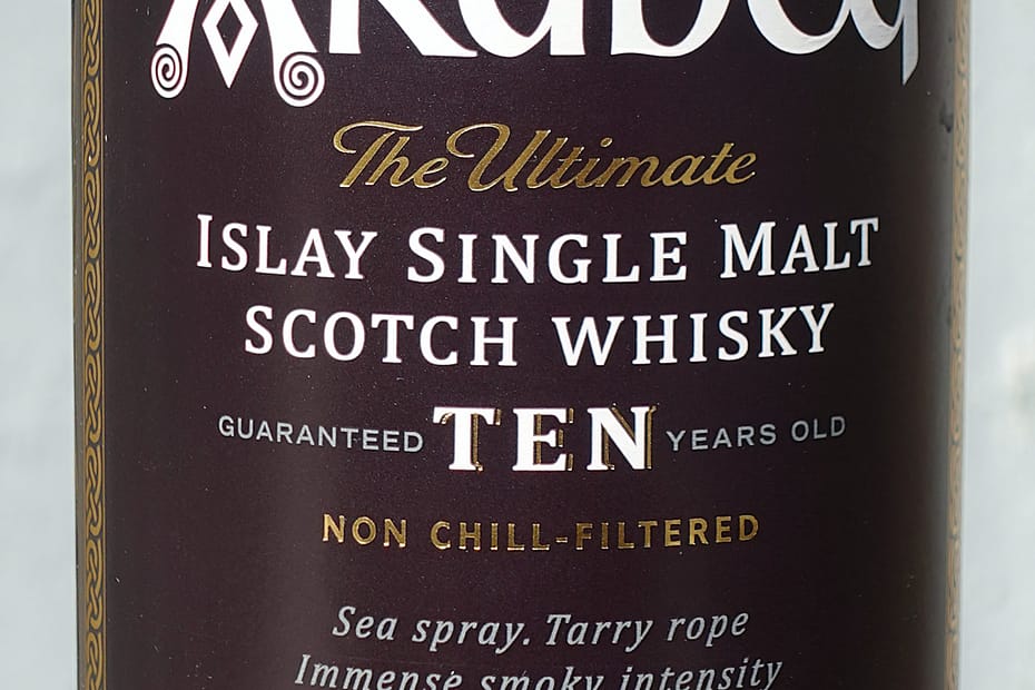 Ardbeg 10 year old bottle label detail