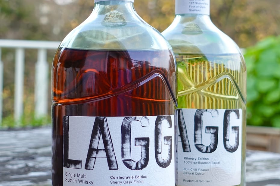 Lagg Corriecravie edition and Kilmory edition bottles side by side