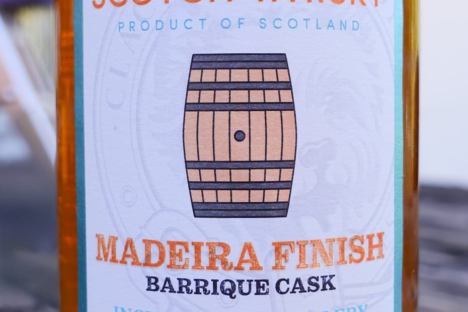 Murray McDavid Cask Craft Inchgower Madeira Finish front label detail - describing the whisky as fruity and sweet