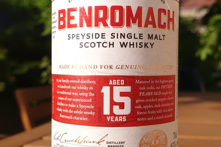 Benromach 15 year old label