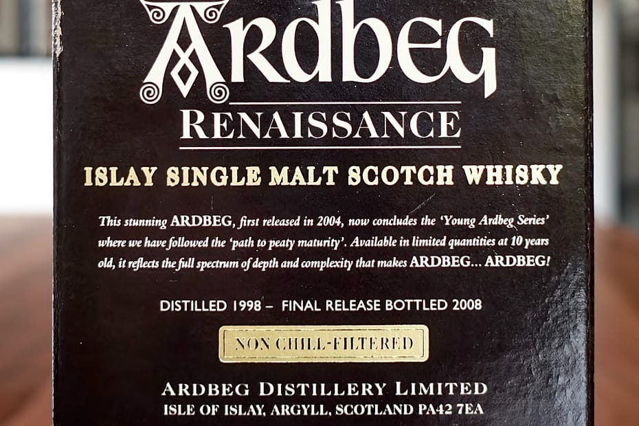 Ardbeg Renaissance box label
