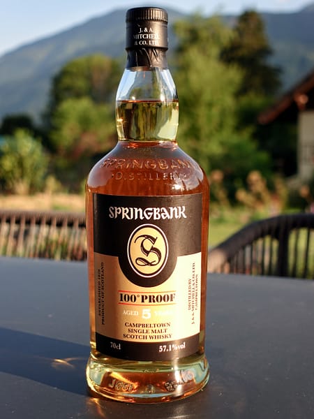 Springbank 100 proof 5 year old bottle