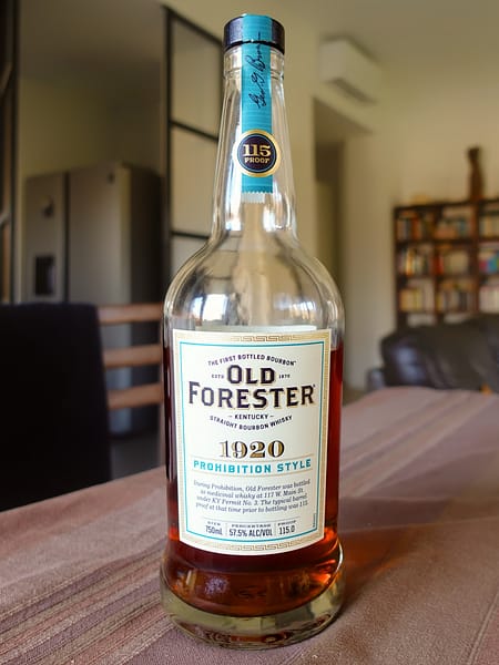 Old Forester 1920 Prohibition Style Knetucky Straight Bourbon bottle