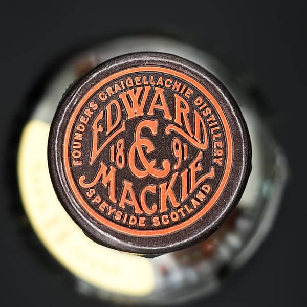 Creigellachie 13 bottle cap seal with the Edward and Mackie founders logo