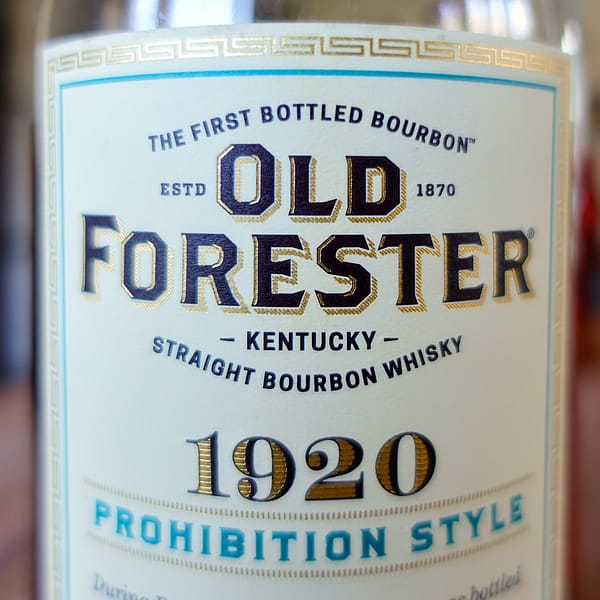 Old Forester 1920 bottle label detail
