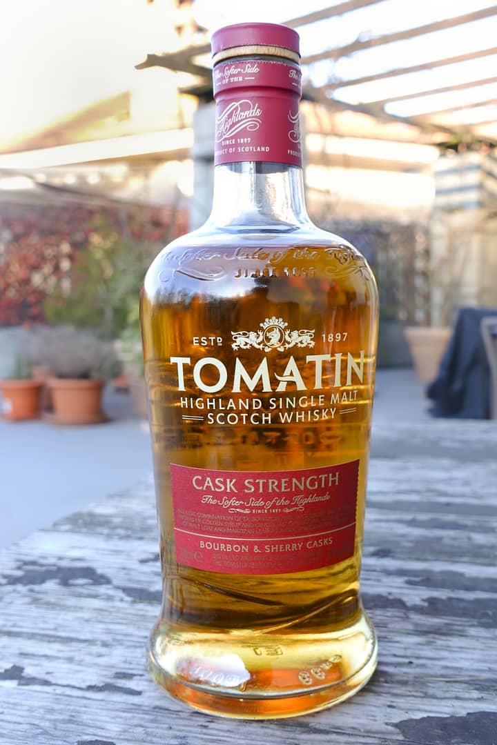 Tomatin Cask Strength single malt bottle