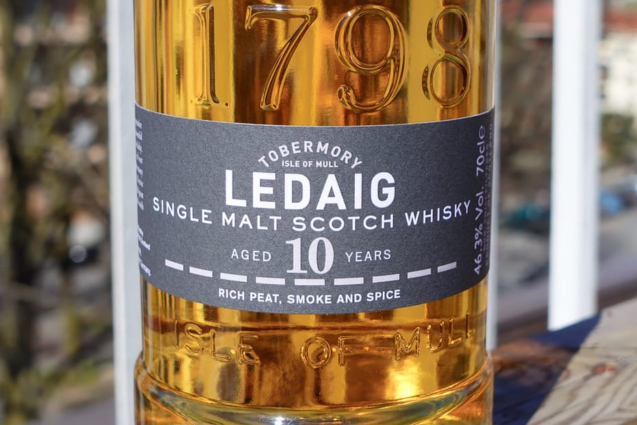 Ledaig 10 Bottle, label detail