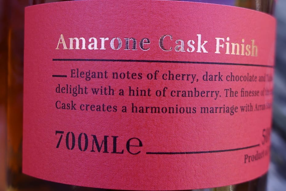 Arran Amarone Cask Finish label detail